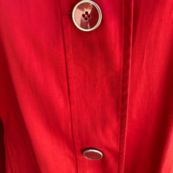 Large Red Satin Finish Trench Coat by Weatherproof - Picture 3 of 12